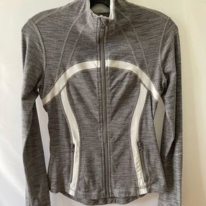 Striped grey and white Lululemon zip up